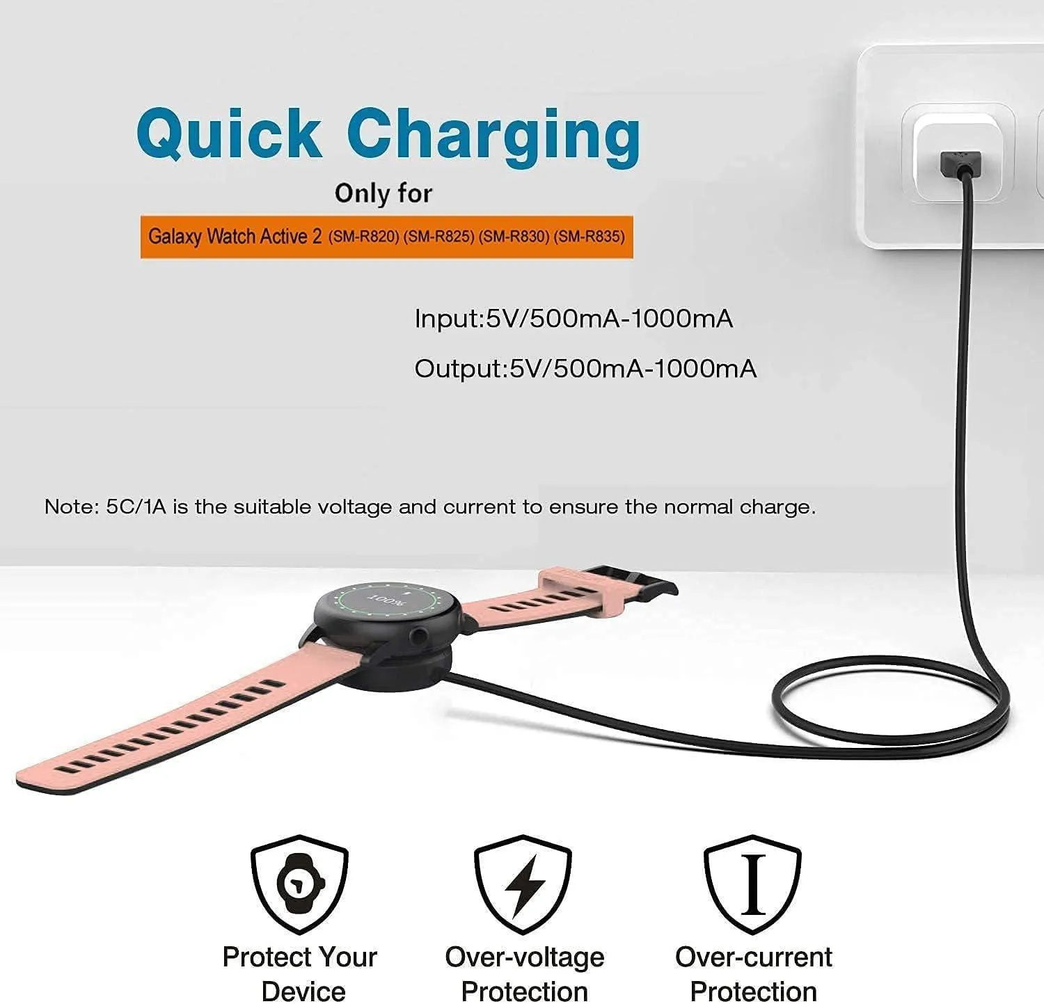 1 Year Warranty Compatible for Samsung Galaxy Watch Charger 3.3ft USB C Magnetic Wireless Charging Cable for Galaxy Watch 4, 4 Classic, 3, 5, 5 Pro, Active 2 Compatible with Galaxy Smartwatches, Black