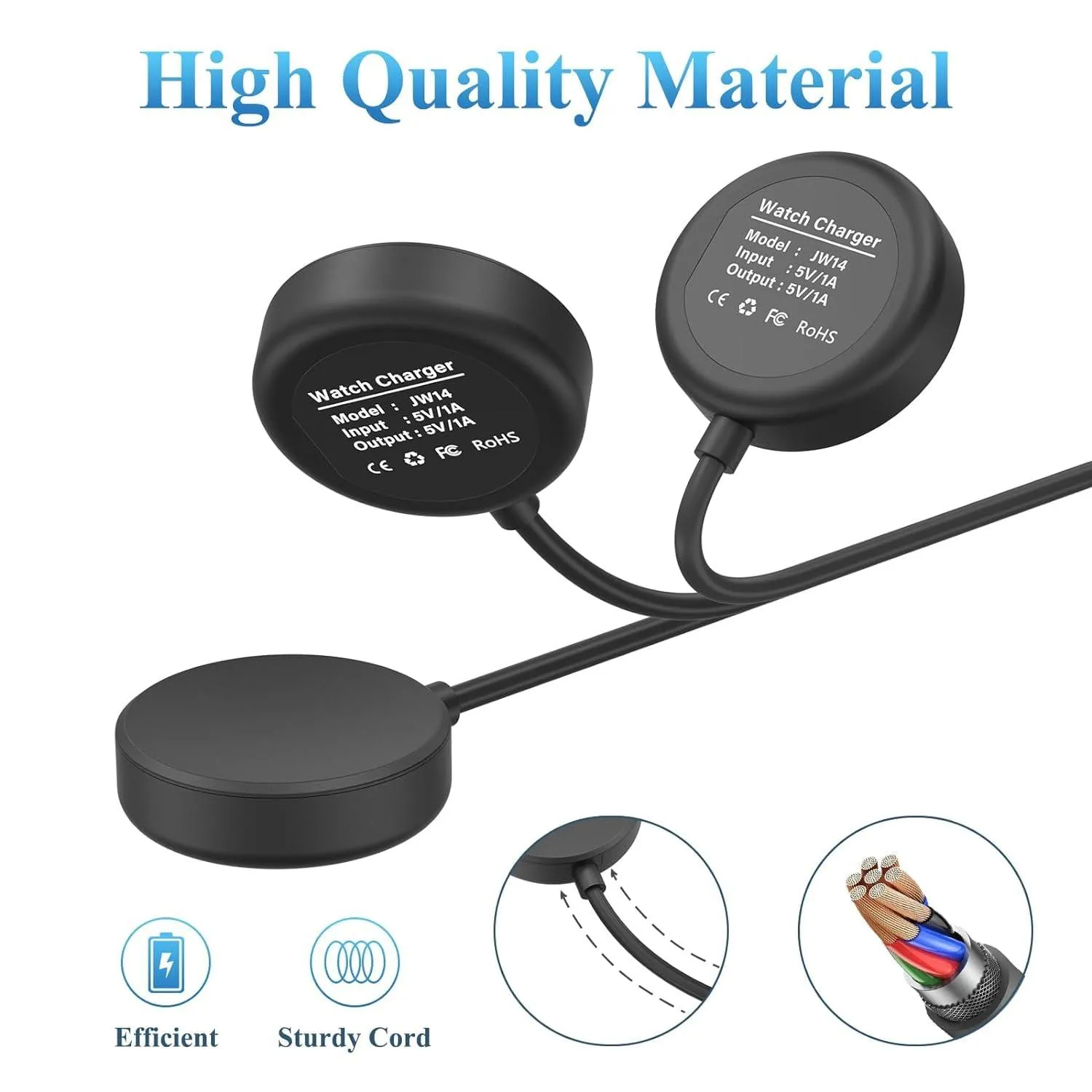 1 Year Warranty Compatible for Samsung Galaxy Watch Charger 3.3ft USB C Magnetic Wireless Charging Cable for Galaxy Watch 4, 4 Classic, 3, 5, 5 Pro, Active 2 Compatible with Galaxy Smartwatches, Black