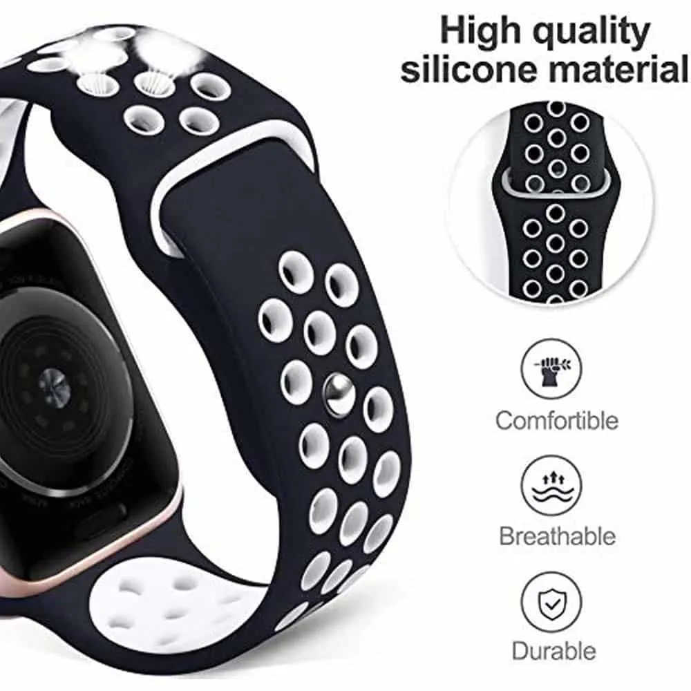 18mm Samsung Gear Sport silicone strap - Black & white
