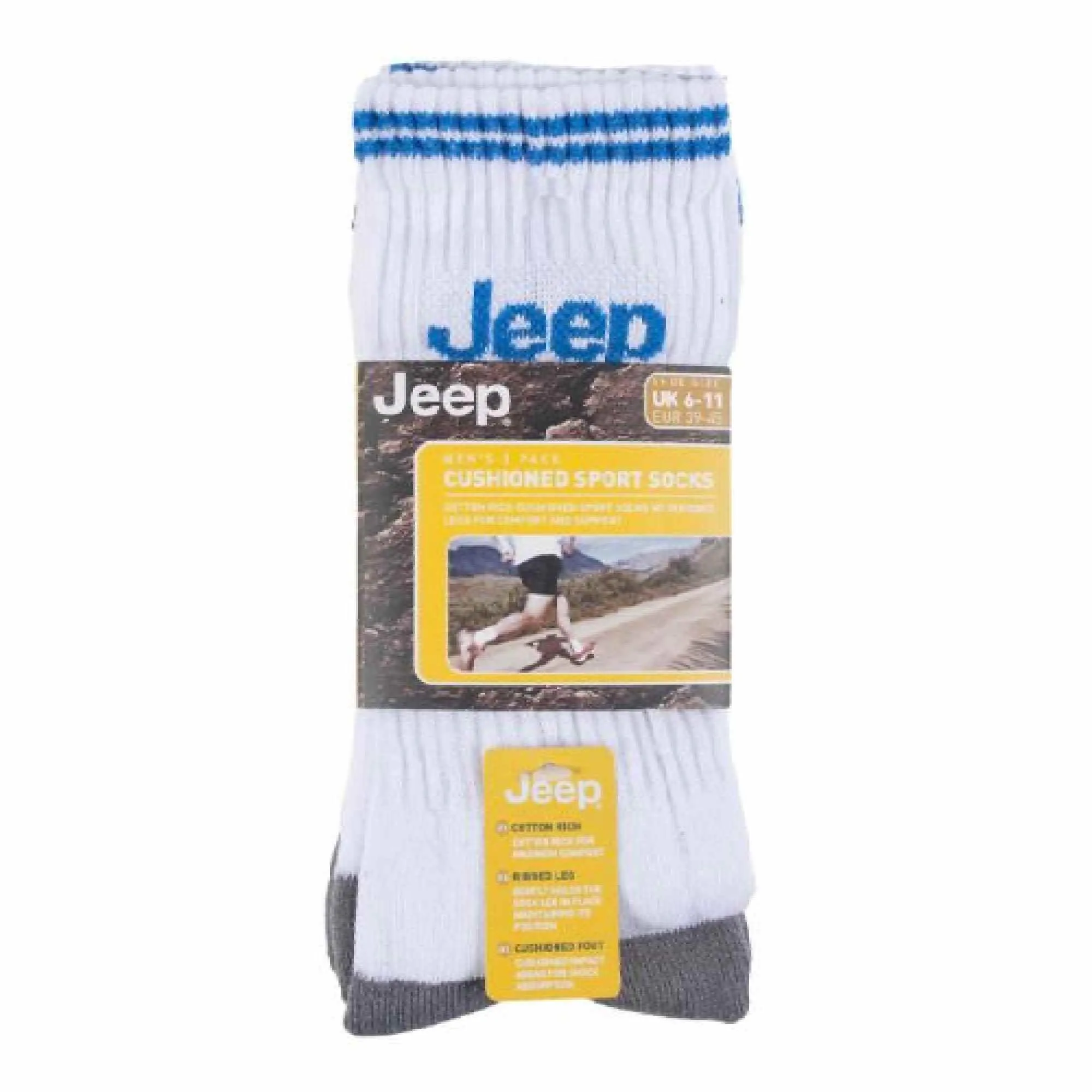 3 Pack Mens Cotton Thick Cushioned Terry Sport Socks with Retro Stripe