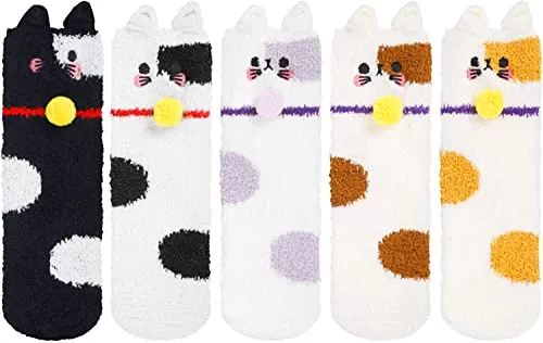 5 Pairs Socks Winter Gifts for Women Warm Thick Soft Slipper Socks Christmas Gifts, Gift For Her, Gift For Mom