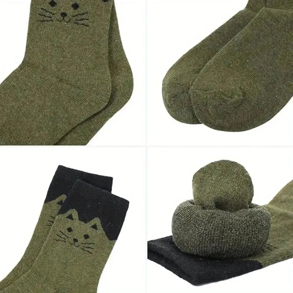5 Pairs Women Socks Thick Thermal Warm Socks Winter Crew Cushion Cozy Soft Sock