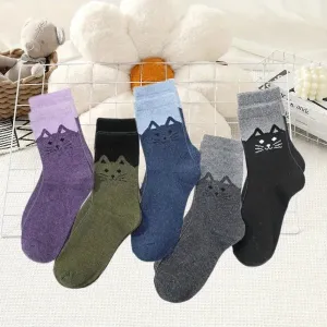 5 Pairs Women Socks Thick Thermal Warm Socks Winter Crew Cushion Cozy Soft Sock