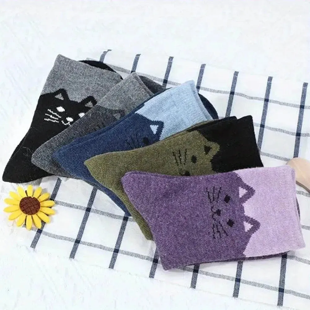 5 Pairs Women Socks Thick Thermal Warm Socks Winter Crew Cushion Cozy Soft Sock