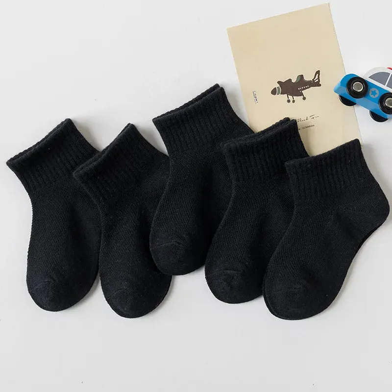 5 Pairs/Lot Cotton Children Socks New Fashion Black White Gray For 1-12 Years Kids Teen Student Baby Girl Boy Socks