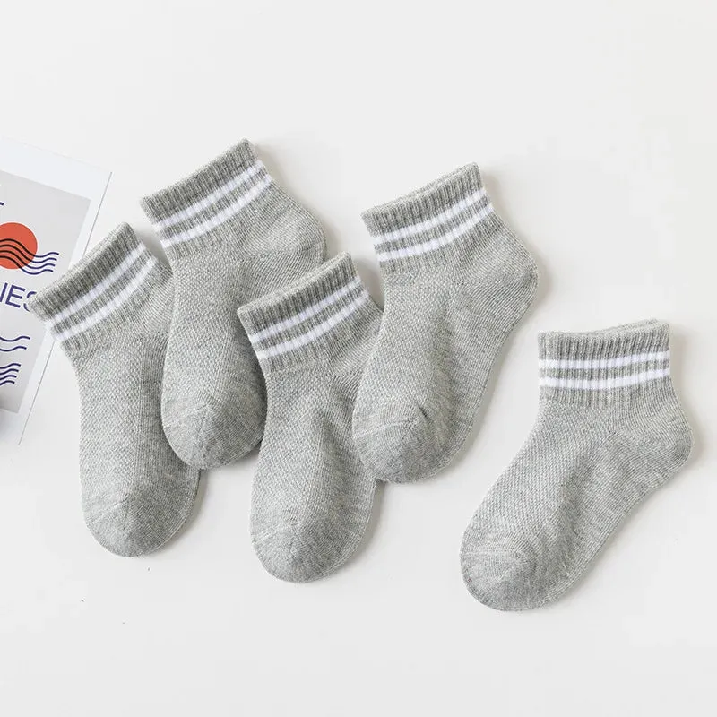 5 Pairs/Lot Cotton Children Socks New Fashion Black White Gray For 1-12 Years Kids Teen Student Baby Girl Boy Socks