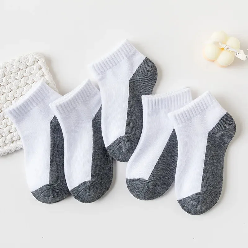 5 Pairs/Lot Cotton Children Socks New Fashion Black White Gray For 1-12 Years Kids Teen Student Baby Girl Boy Socks