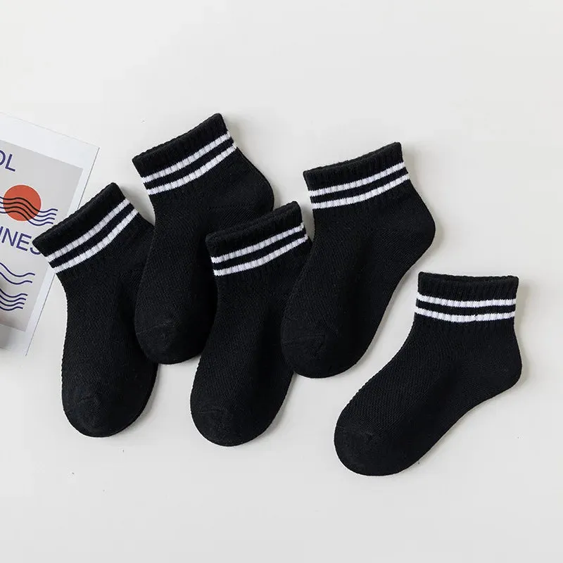 5 Pairs/Lot Cotton Children Socks New Fashion Black White Gray For 1-12 Years Kids Teen Student Baby Girl Boy Socks