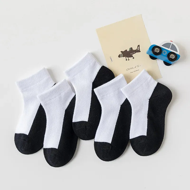 5 Pairs/Lot Cotton Children Socks New Fashion Black White Gray For 1-12 Years Kids Teen Student Baby Girl Boy Socks