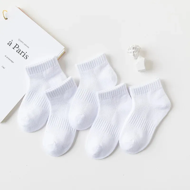 5 Pairs/Lot Cotton Children Socks New Fashion Black White Gray For 1-12 Years Kids Teen Student Baby Girl Boy Socks