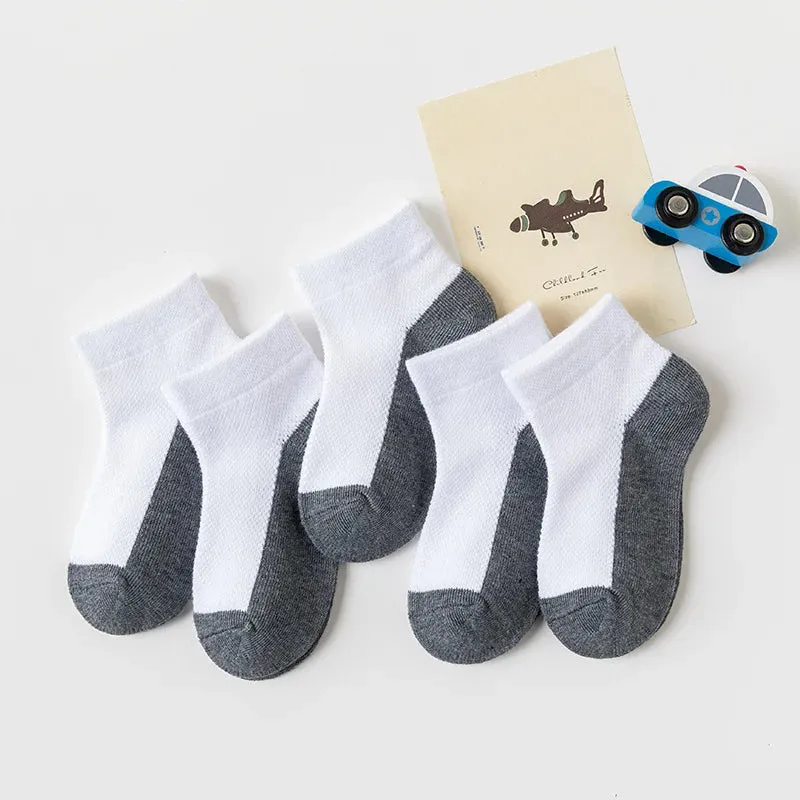 5 Pairs/Lot Cotton Children Socks New Fashion Black White Gray For 1-12 Years Kids Teen Student Baby Girl Boy Socks