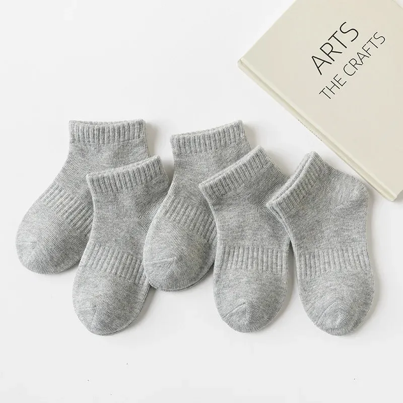 5 Pairs/Lot Cotton Children Socks New Fashion Black White Gray For 1-12 Years Kids Teen Student Baby Girl Boy Socks