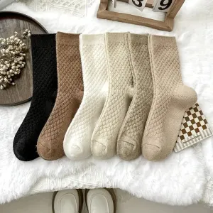 6-Pairs: Autumn and Winter Thick Warm Solid Socks