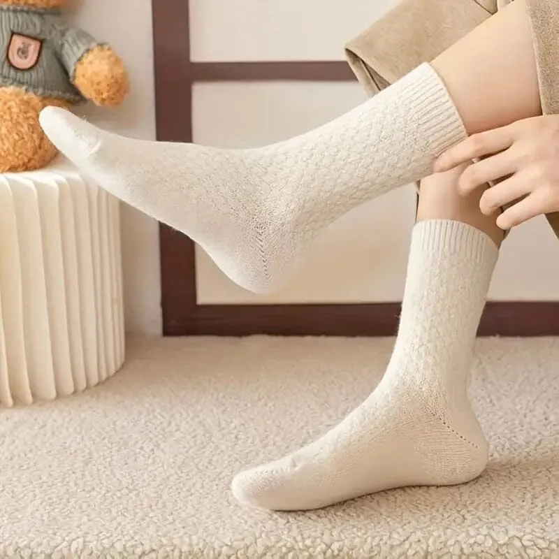 6-Pairs: Autumn and Winter Thick Warm Solid Socks