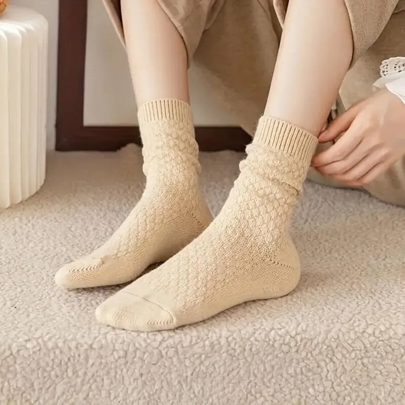 6-Pairs: Autumn and Winter Thick Warm Solid Socks