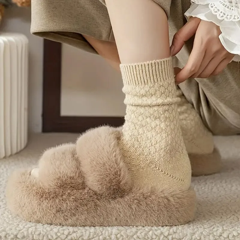 6-Pairs: Autumn and Winter Thick Warm Solid Socks