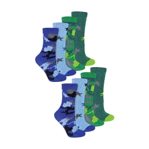 8 Pack Boys Soft Fluffy Slipper Bed Socks (4 Sizes)