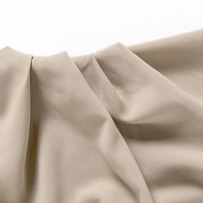 A High Collar Khaki Blouse Long Sleeve