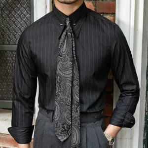 AioStyle Geschäfts-Casual-Hemd Herren gestreiftes Langarmhemd