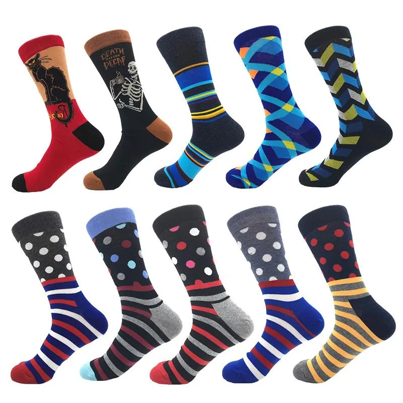 Amedoe Men's Colorful Stripes With Multiple Desgin 10 Pack Assorted Bundle Socks