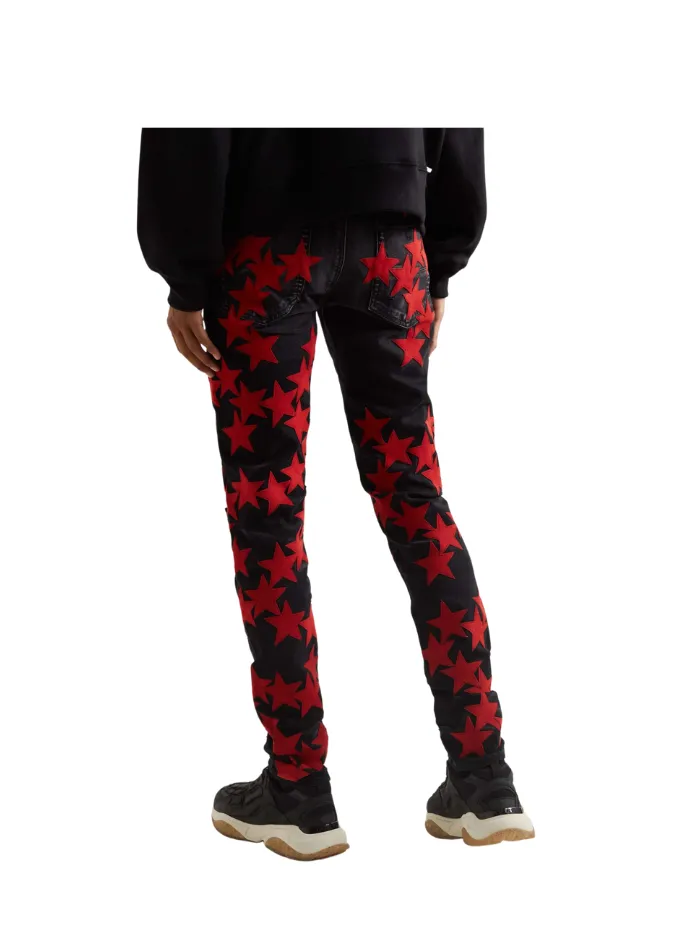 AMIRI   Chemist Skinny-Fit Suede-Appliquéd Distressed Jeans