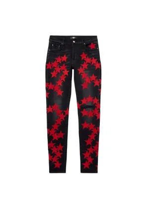 AMIRI   Chemist Skinny-Fit Suede-Appliquéd Distressed Jeans