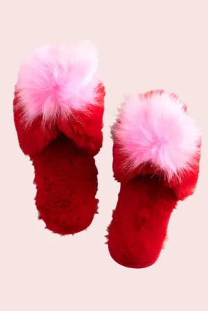 Amor Holiday Slippers, Red