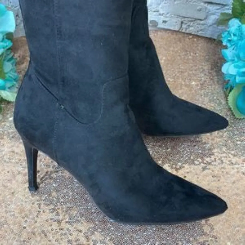 Aqua Suede Lola High-Heel Knee High Boots Black 8M