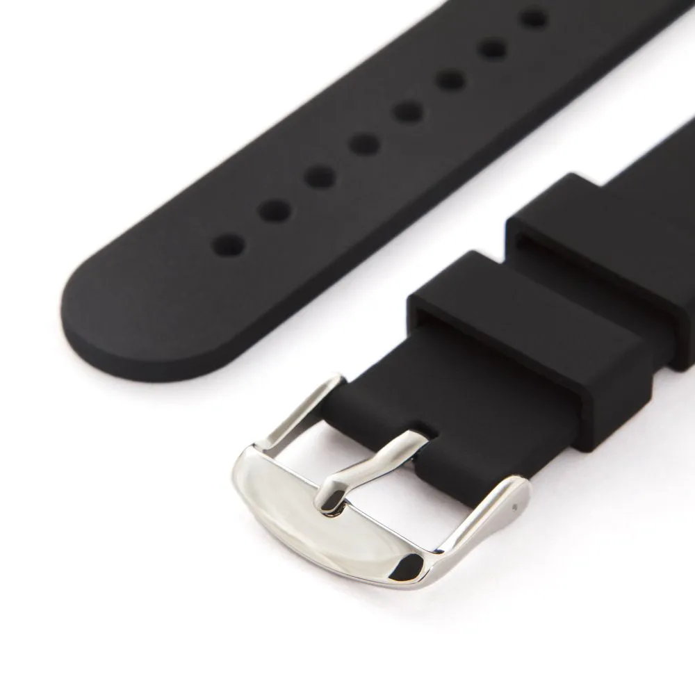 Archer Watch Straps - Silicone Quick Release Soft Rubber Replacement Watch Bands - Multiple Colors 16mm (See diagram) Black