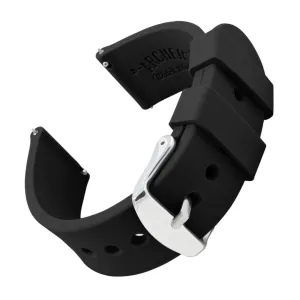 Archer Watch Straps - Silicone Quick Release Soft Rubber Replacement Watch Bands - Multiple Colors 16mm (See diagram) Black