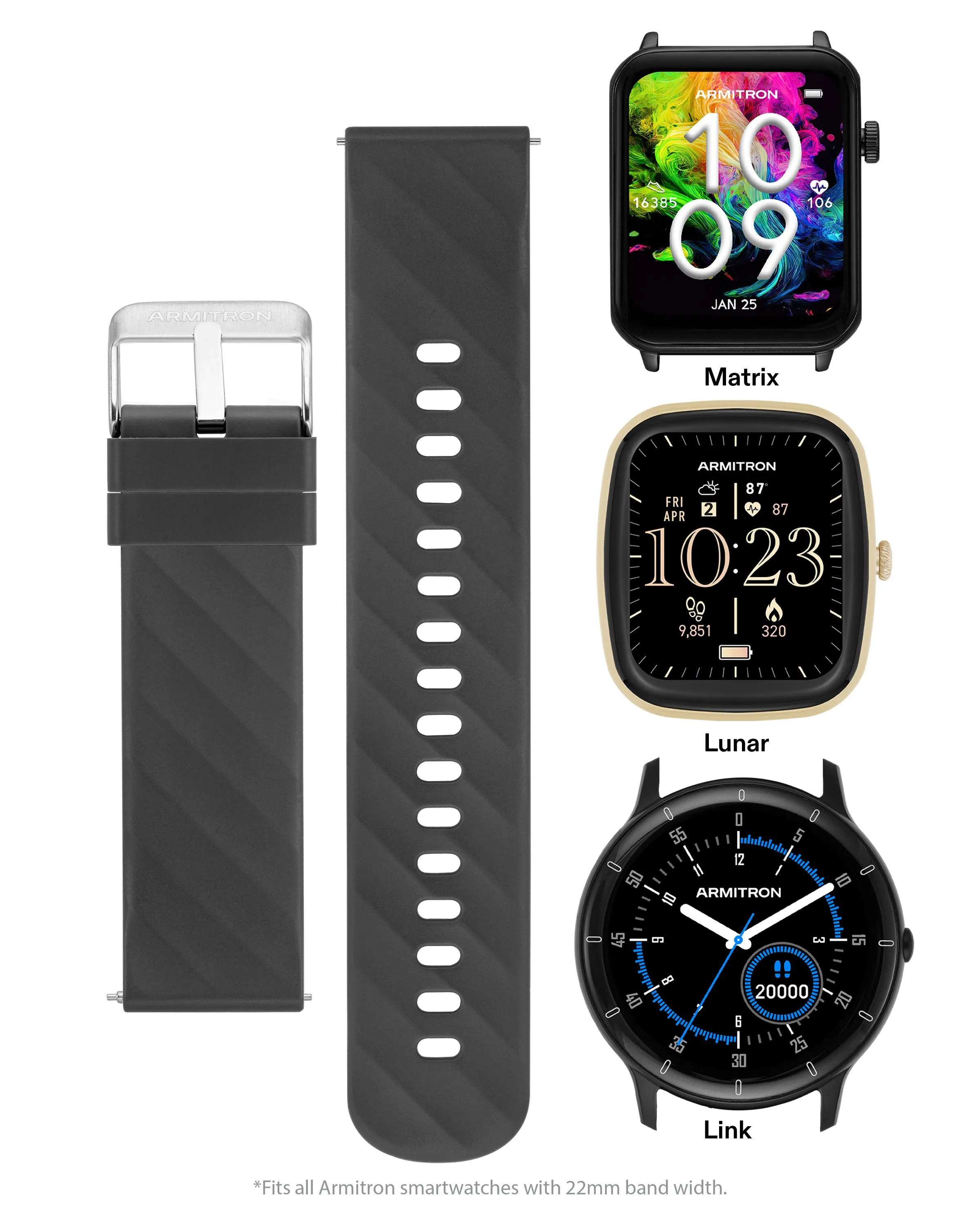 Armitron Connect™ Textured Silicone Band | 22mm