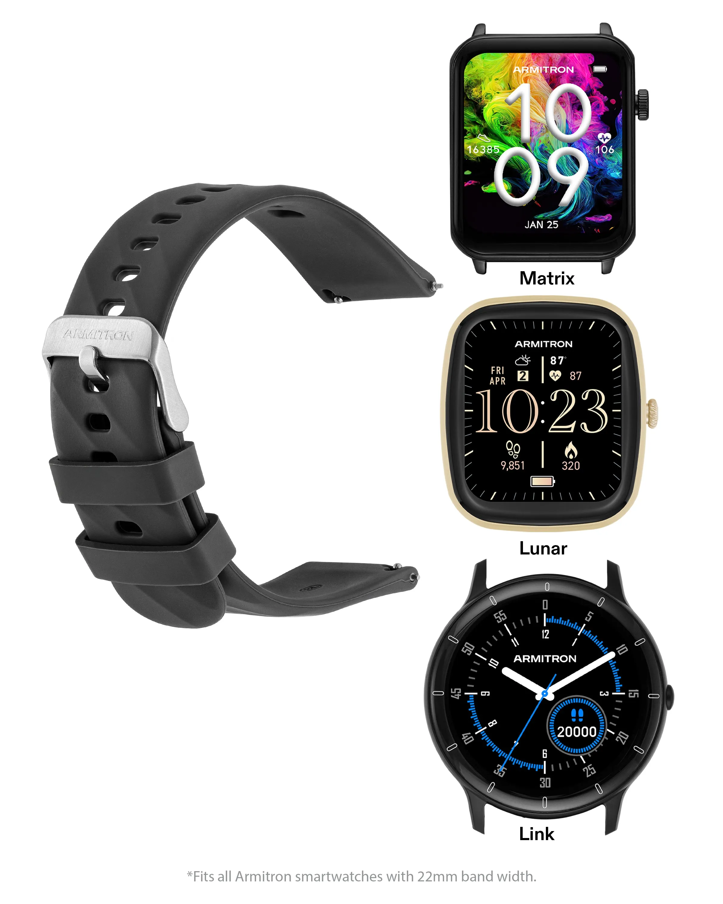 Armitron Connect™ Textured Silicone Band | 22mm