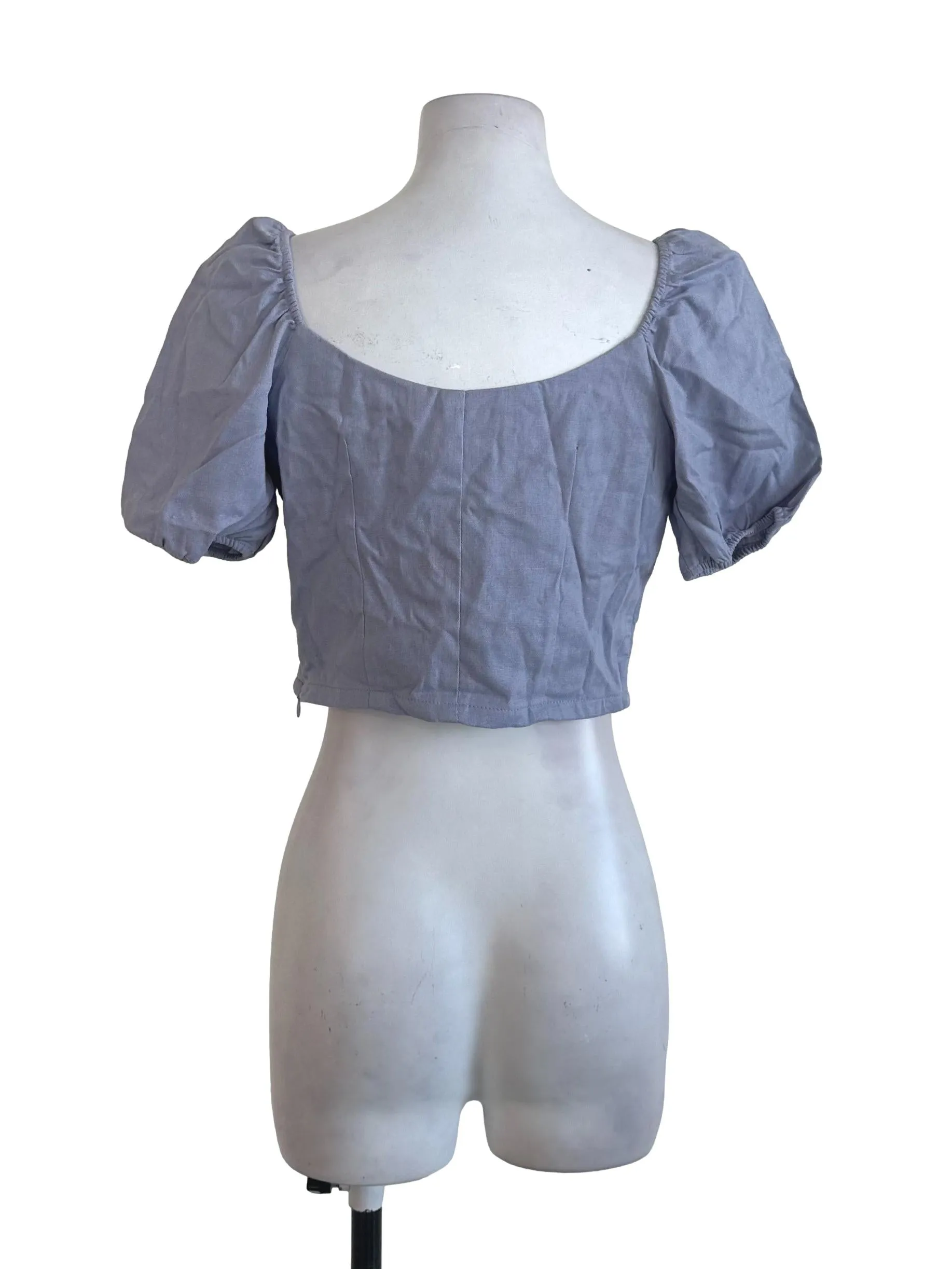 Ash Blue Puff Sleeve Top