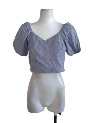 Ash Blue Puff Sleeve Top