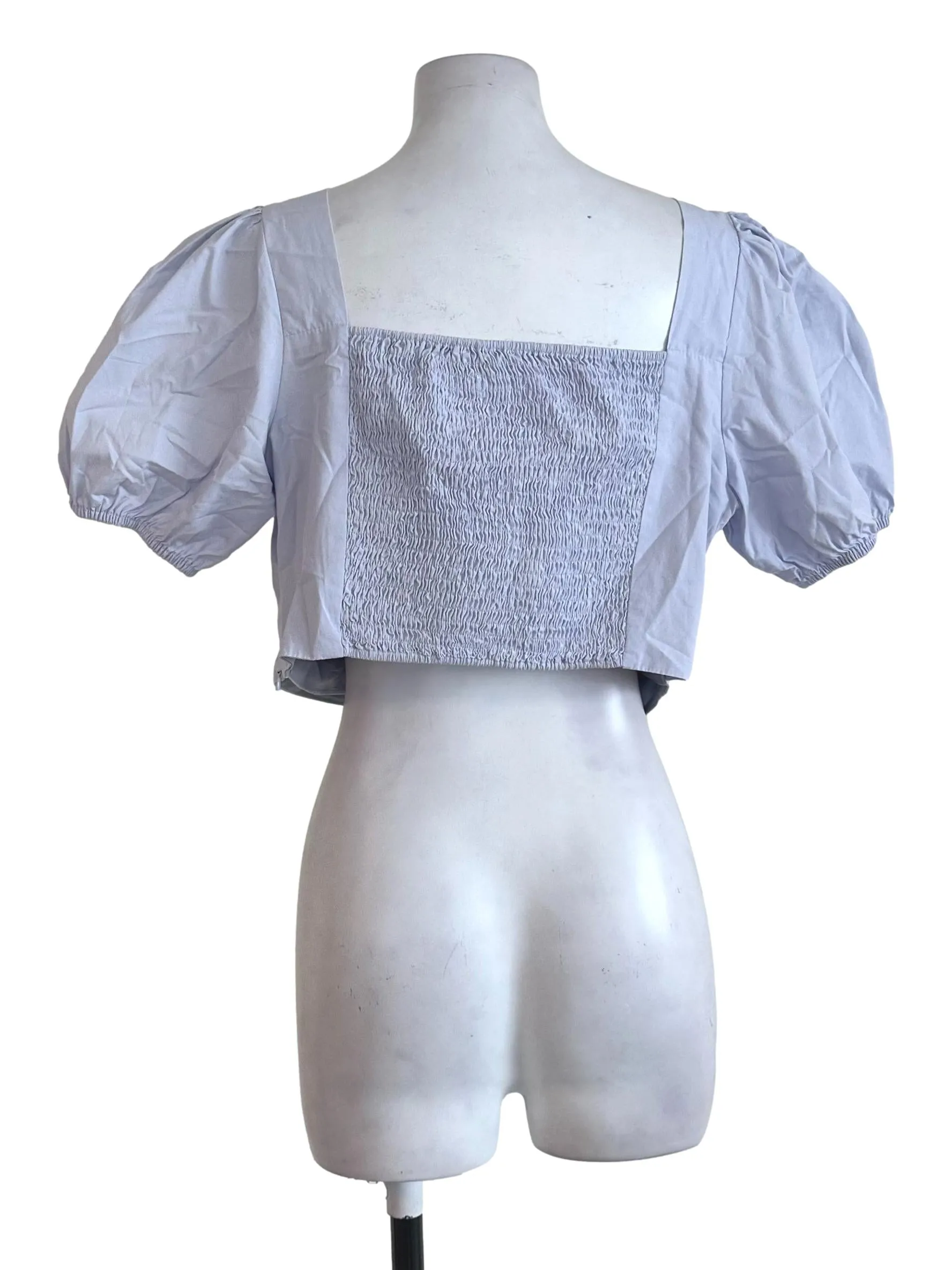 Ash Purple Plain Puff Sleeve Top