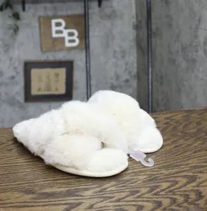 Auden Womens Paris Crossband Slide Slippers 91309154 Cream Off White M (7/8)