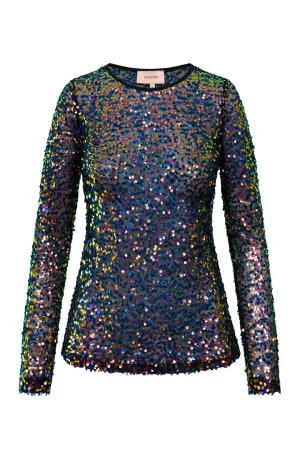 Aya Sequin Blouse - Black