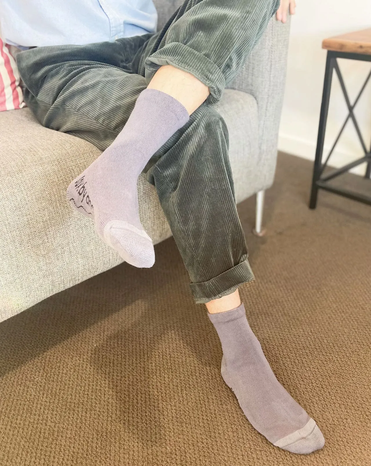 Bamboo a Quarter Crew Cushion Foot Loose Top socks - NO SEAM - Black