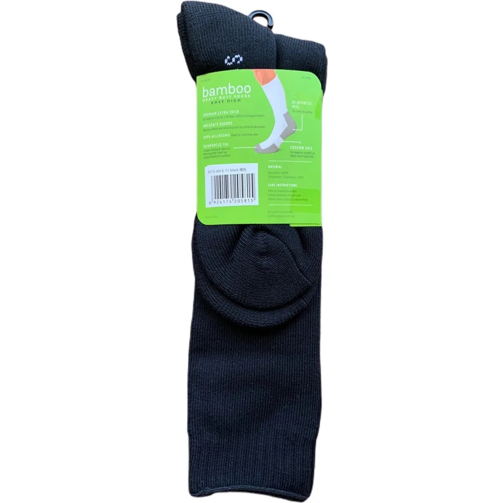 Bamboo Heavy Duty Socks - Knee High - Black