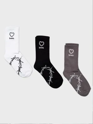 BARBED HEART SOCKS - 3 PACK