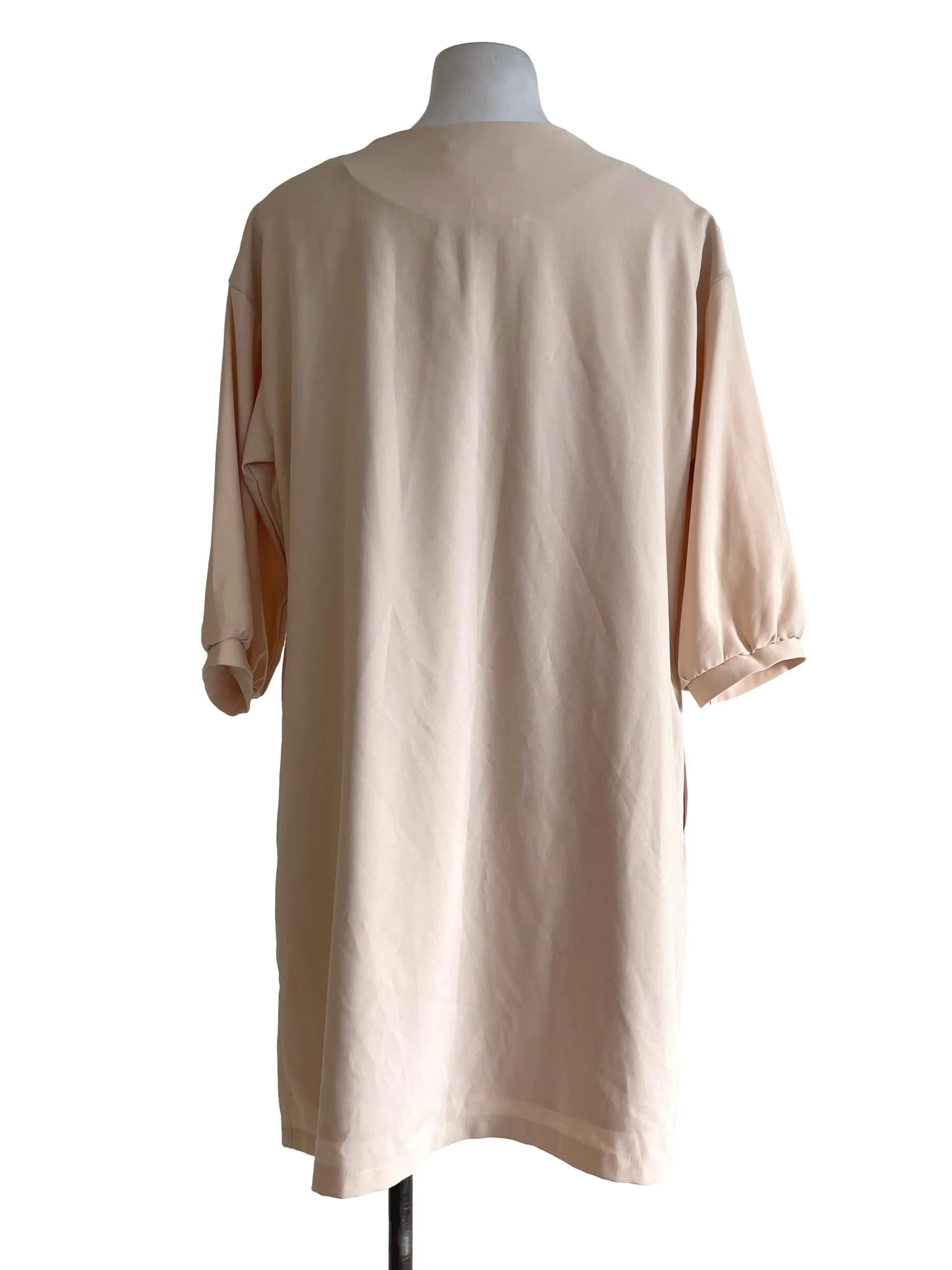 Beige Buttoned Long Blouse TEM