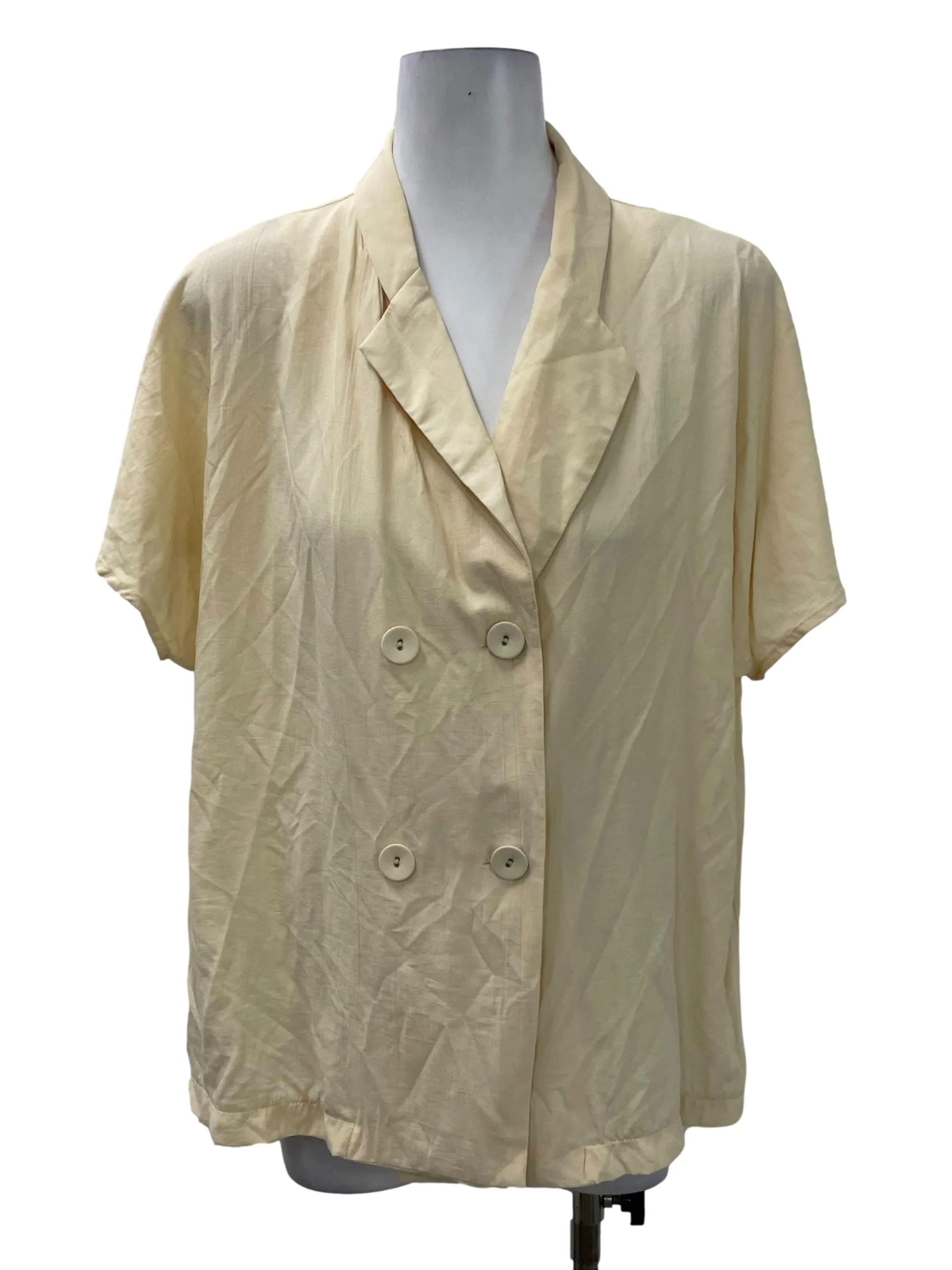 Beige Collar Double Button Top