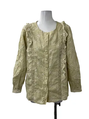 Beige Floral Long Sleeve Top