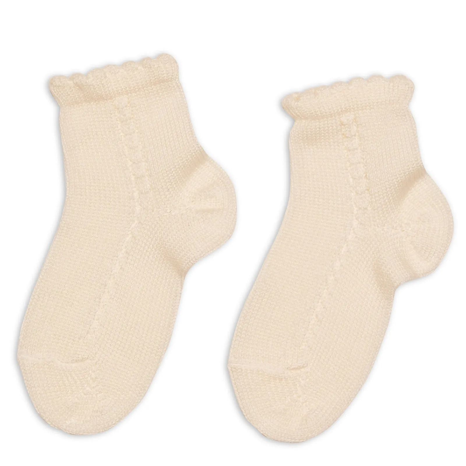 BEIGE OPENWORK THICK SHORT SOCKS