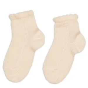 BEIGE OPENWORK THICK SHORT SOCKS