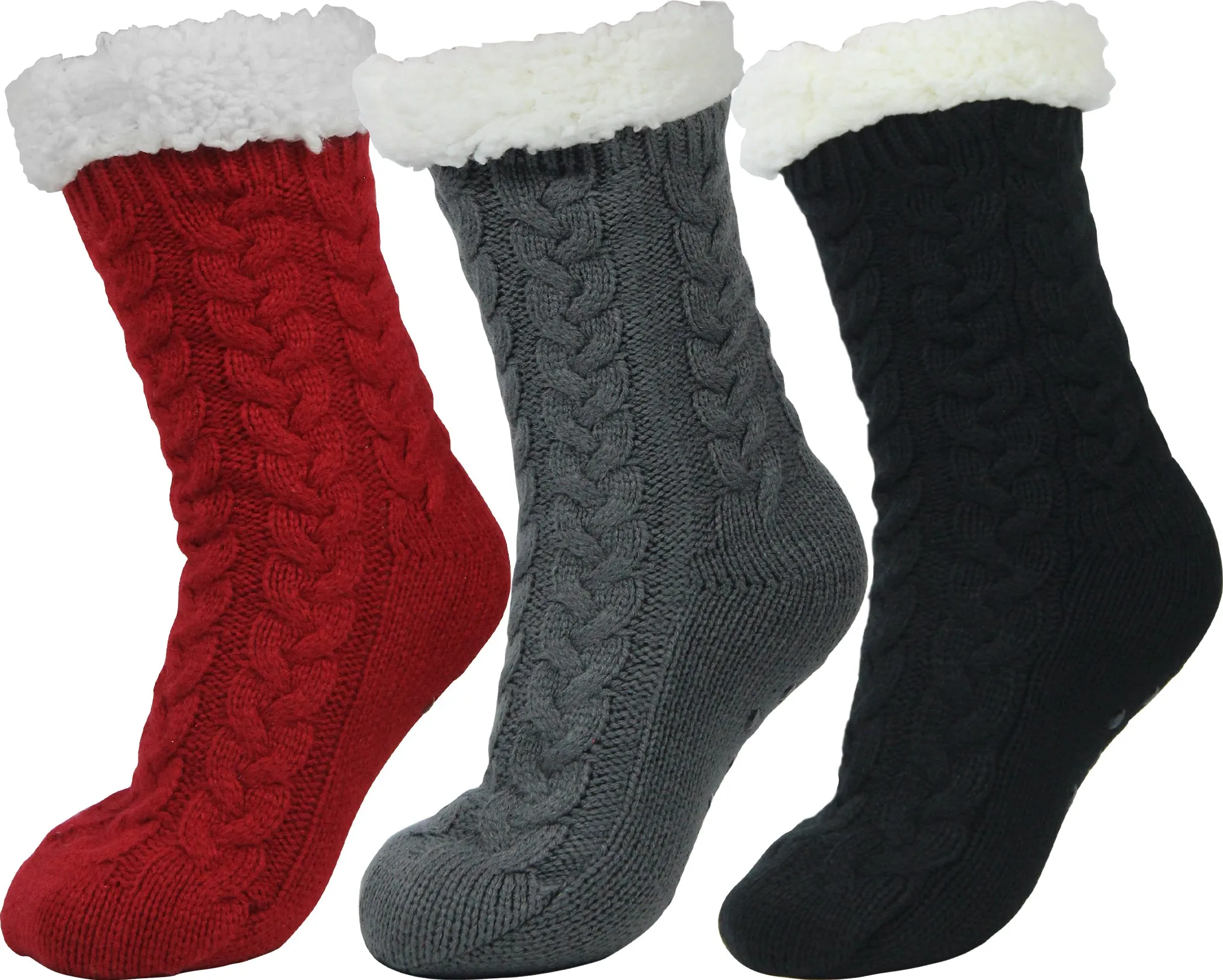BenSorts Women Winter Thick Slipper Socks with Grippers Non Slip Warm Fuzzy Socks Christmas Gifts