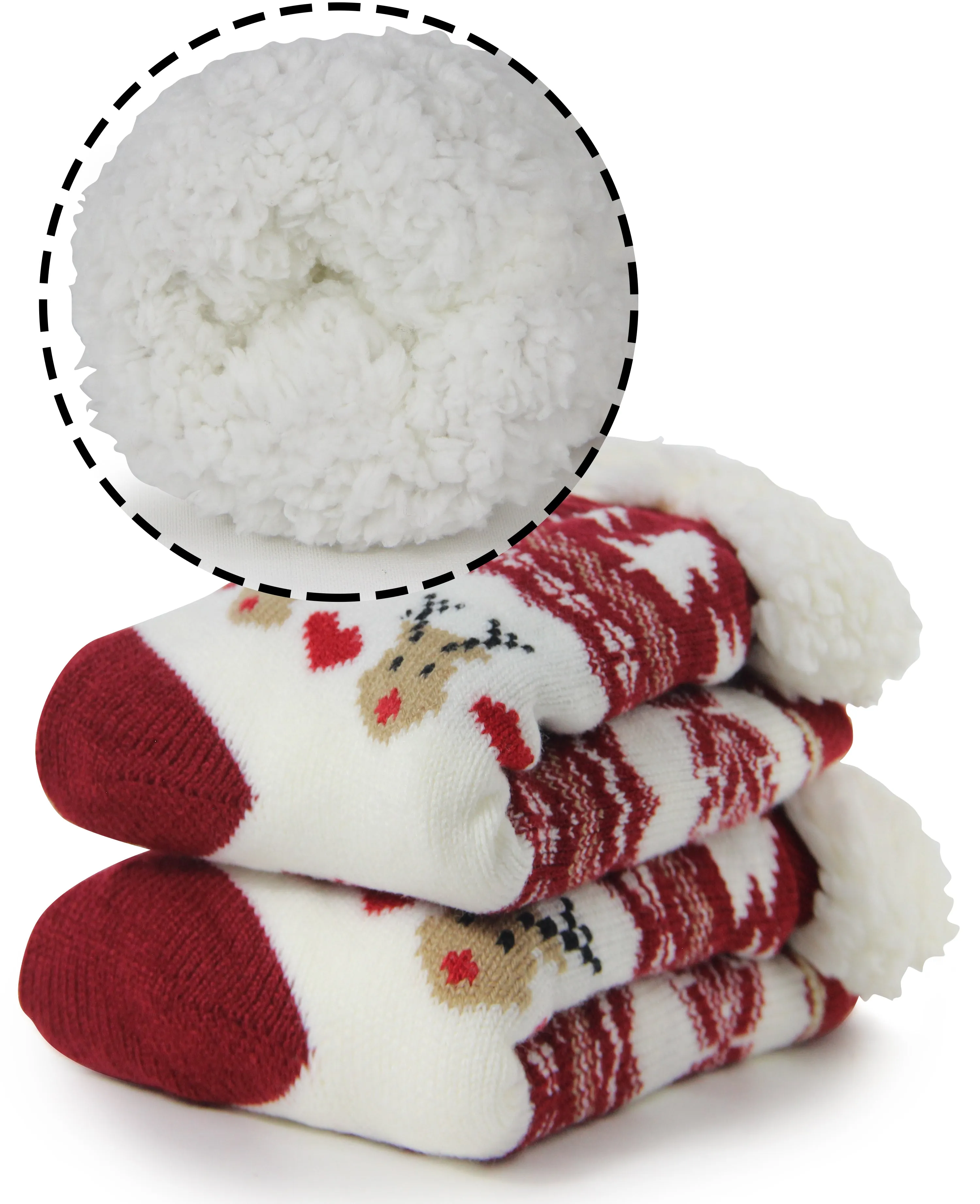 BenSorts Women Winter Thick Slipper Socks with Grippers Non Slip Warm Fuzzy Socks Christmas Gifts