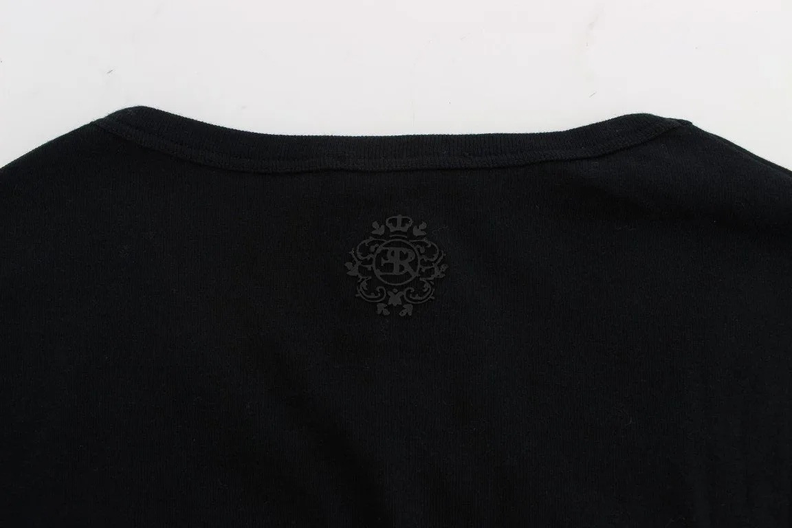 Black Cotton V-neck Sweater