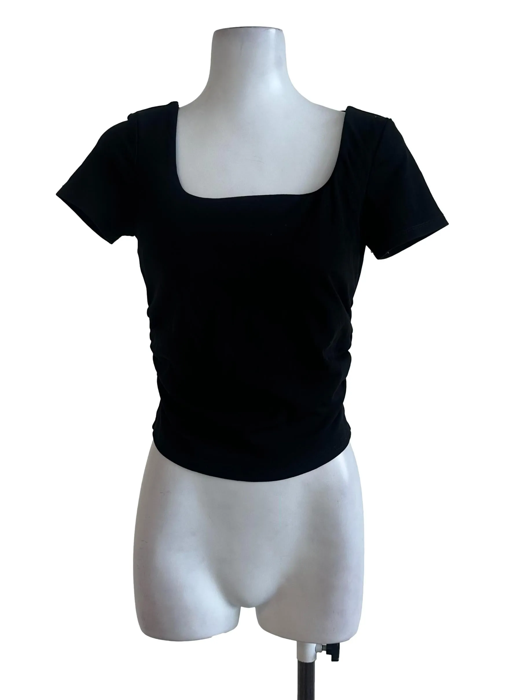 Black Plain Square Neck Top