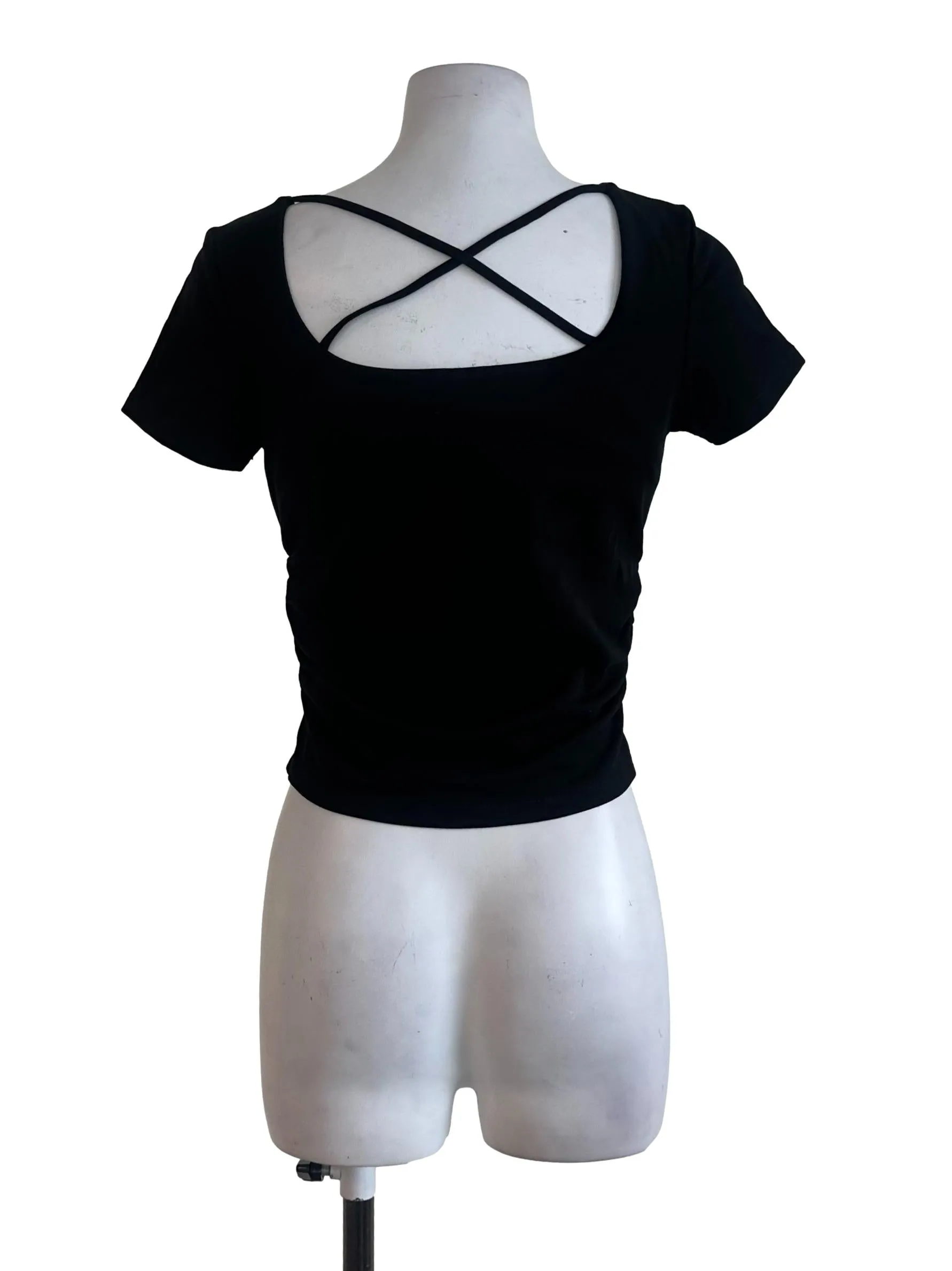 Black Plain Square Neck Top